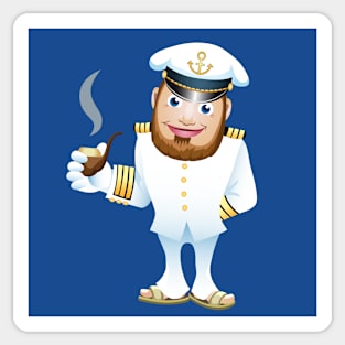 man in captain uniform with smoking tube Sticker